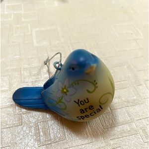 Vintage blue bird Christmas ornament 1”